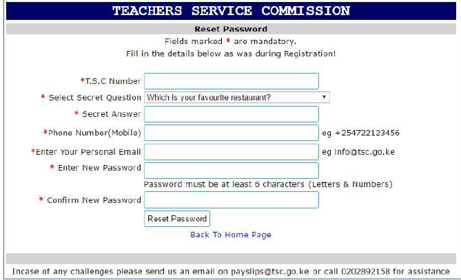 TSC Payslip Online